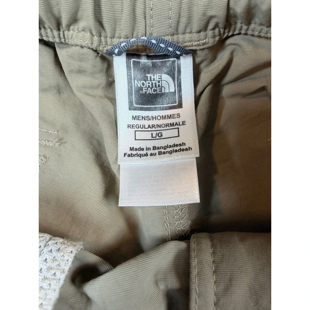 The North Face Mens L Khaki Convertible Cargo Hiking Pants Zip Off Tan Nylon